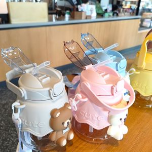 Cartoon <b>Bear</b> Water <b>Bottle</b> 1200ml With Strap For Outdoor Sports Fitness Drink Cup - Product Image 3