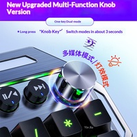 Clavier mécanique en aluminium pleine taille YINDIAO K100 108 touches avec bouton rotatif, repose-poignets et 12 modes d'éclairage arc-en-ciel pour PC Gamer