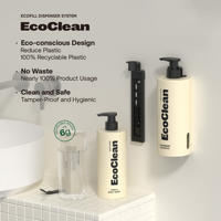 Distributeur d'hôtel EcoClean 320ml 6g pochette de recharge légère recyclable zéro déchet pompe de précision inviolable