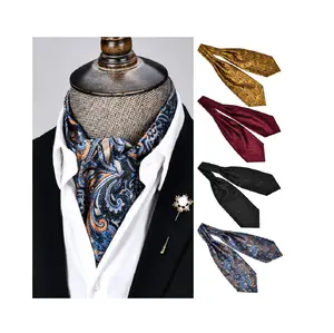 Personnalisé Floral Soie broderie Ascot Classique Banquet Hommes De Luxe Jacquard Armure Cou Hommes Ascot Paisley Cravate Cravate Pour Hommes Costume