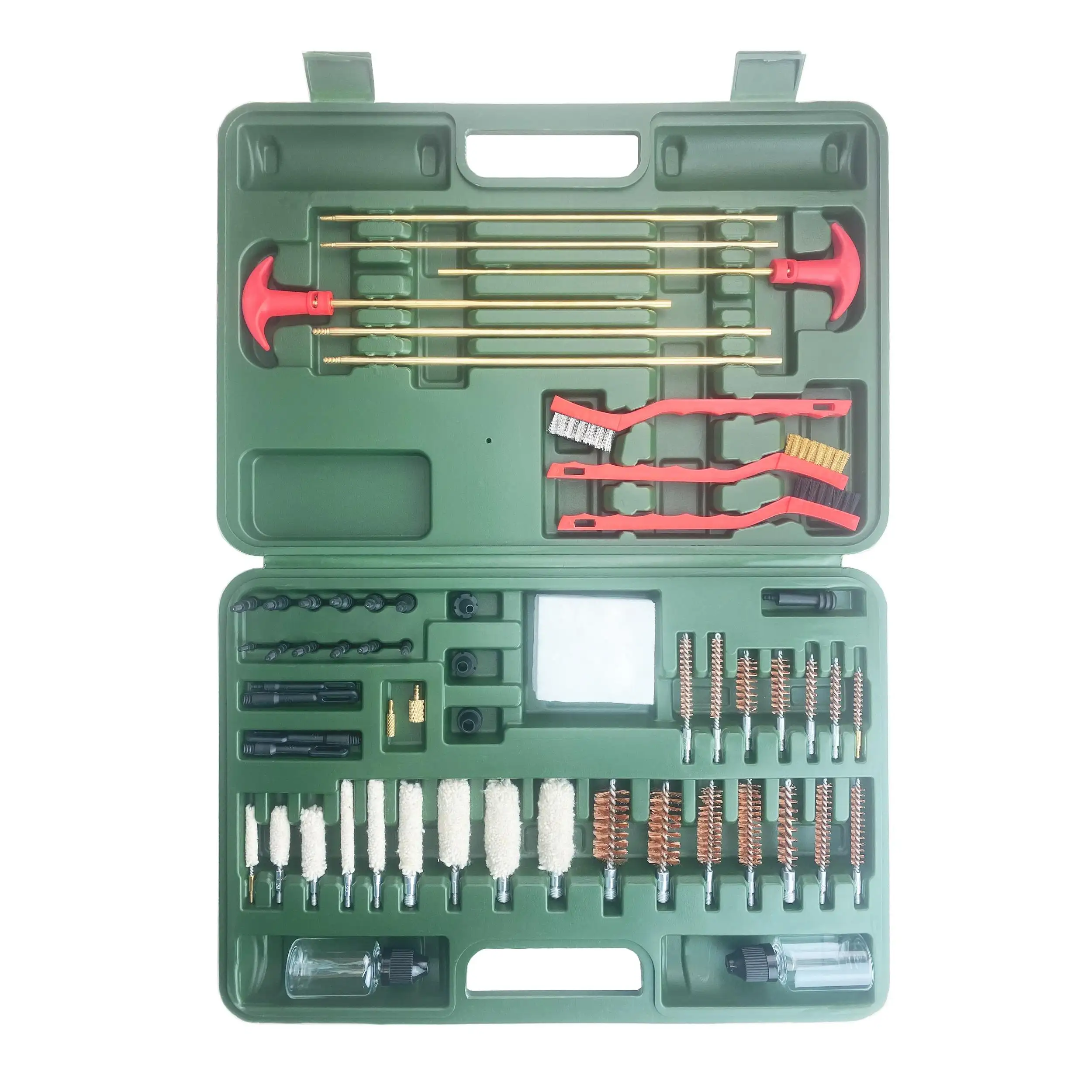 wholesale OEM ODM deluxe universal gun cleaning kit 58 PCS utility plastic tool case for all gun care firearm cleaners