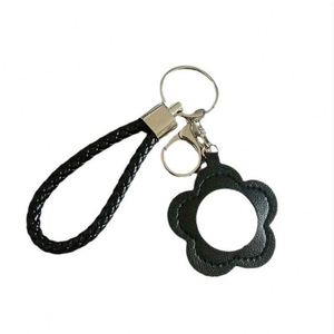 Wholesale <b>Cute</b> Flower PU Leather Mirror Keychain Portable Cosmetic Mirror Bag Pendant Customizable Fashion Bag Charm <b>Keyring</b> - Product Image 4