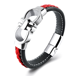 <span class=keywords><strong>Bracciali</strong></span> in Pelle da <span class=keywords><strong>Uomo</strong></span> con Logo Personalizzato, Stile Punk, Incisione Unica e Chiusura Magnetica - Product Image 3
