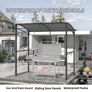 Pergola et écran en aluminium thermolaqué imperméable pour extérieur - Jardin, terrasse, cour avec portes coulissantes - Product Image 2