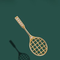 Collier Raquette de Badminton Plaqué Or 18K Résistant au Ternissement Longue Durée, Design Scintillant avec Perle, Style Sportif Tendance