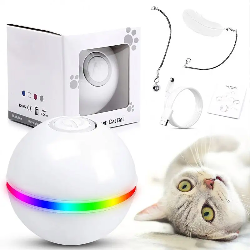 Juguete inteligente giratorio automático para mascotas, juguete interactivo para gatos, recargable por USB