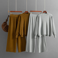 Ensemble pull décontracté ample et jupe au-dessus du genou en nylon/coton uni de style européen et américain pour femmes