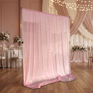 Romantic Pink Sheer Fabric <b>Backdrop</b> Pipe and Drape Adjustable Telescopic Pipe <b>Stand</b> for Decoration - Product Image 3