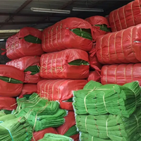 Bolsa de malla de PP para envasar verduras, cebollas, patatas y frutas, bolsa de malla Raschel con cordón.