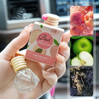 Mini diffuseur de voiture suspendu en verre moderne, motif fruits, emballage carton de lait, bouchon en bois naturel, désodorisant longue durée, pendentif