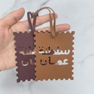 Fashion PU Leather Arabic Alphabet Charm Pendant Keychain Portable Middle Eastern <b>Car</b> <b>Mirror</b> Decoration Promotional Ramadan Gift - Product Image 5