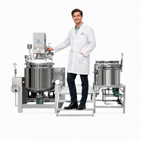 Mezclador Emulsionante al Vacío con Elevación Hidráulica de 50L, 40kW, SUS304/SUS316L con Bomba, Rodamiento y Motor de Engranajes