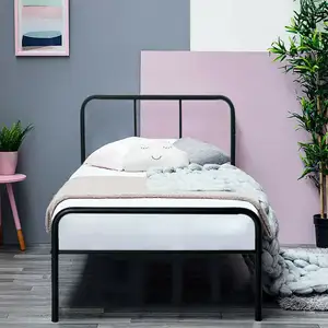 Cheap Single Metal Bed Frame Single Solid Bed Base for Adults, Kids, Teenagers