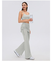 Legging de yoga 2-en-1 pour femme, taille haute, avec jupe superposée et pantalon évasé, effet push-up, pour Pilates, gym, tennis