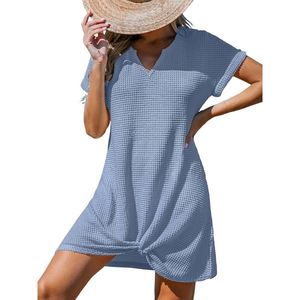 Nuevo Vestido de Playa con Cuello en V y Blusa Cruzada, Vestidos de Color Sólido para Mujer, Moda - Product Image 5