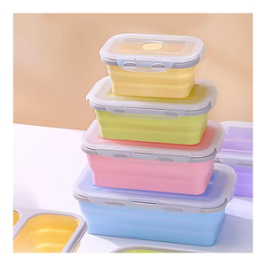 Promoção Quente Caixa de Almoço Dobrável de Silicone de 540ML para Armazenamento de Alimentos, Aquecível, Livre de BPA, Portátil e Colapsável, Ecológica para Crianças - Product Image 1