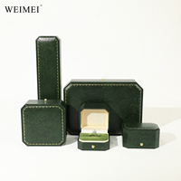 Boîte à bijoux de luxe WEIMEI en émeraude verte octogonale, ensemble d'emballage personnalisé en papier pour bagues, colliers et pendentifs