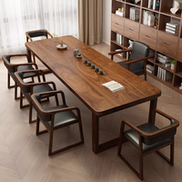 Ensemble de chaise de bureau et table basse en bois de noyer massif, style moderne et durable, pour salon