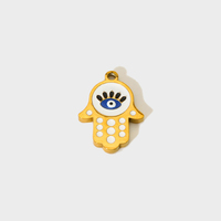 Aksesori perhiasan jimat kustom DIY liontin mata jahat tangan cangkang bunga kepiting ikan Bintang daun hati Enamel baja tahan karat
