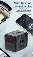 Adaptateur de voyage universel tout-en-un PD20+QC18W, chargeur rapide mondial avec 2 ports USB-C et 2 ports USB-A, 8 prises, courant nominal de 10A