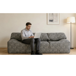 Modern Three-Seater Compact sofa Chenille/Corduroy Cover Pillow Back <strong>Padded</strong> Arms Comfortable Relaxing Living <strong>Room</strong> Sofa - Product Image 3