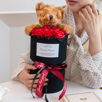 Buket Boneka Teddy Bear Mawar Plush Hadiah Gaya Fashion Kartun Musim Wisuda Set Bunga Buatan