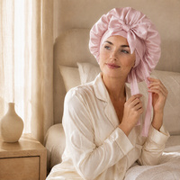 Bonnet en Soie de Mûrier 100% avec Grand Nœud et Longues Liens, Bonnet de Nuit en Satin pour Cheveux Bouclés, Emballage Personnalisé avec Logo, Vente en Gros
