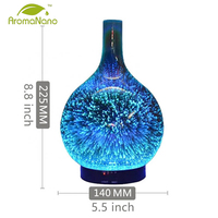 Diffuseur d'huiles essentielles aromatiques en verre 3D électrique, 100 ml, pour usage domestique sur table, avec commande par application et lumières LED 7 couleurs
