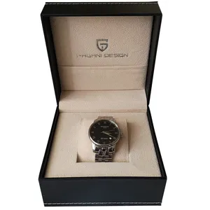 Groothandel High End Luxe Wit Zwart Lederen Pu Cover Binnen Fluwelen Verpakking Horloge Doos Luxe Custom Logo