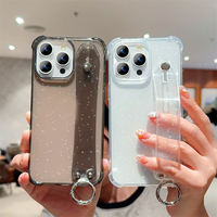 Coque de luxe transparente en silicone scintillant avec dragonne pour iPhone 18 Pro Max 17 16 11 12 13 14 15 XR XS – Housse souple antichoc