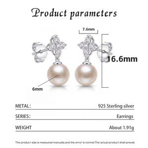 Elegantes Pendientes de Perlas con Carcasa de Plata S925, Joyería de Lujo con Halo de Circones para Mujer, Regalo de Boda, Aniversario - Product Image 6