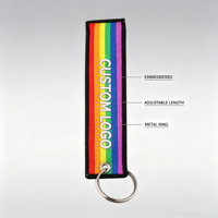 Llavero Promocional de Alta Calidad con Logotipo Bordado Arcoíris, Anillo para Llaves Bordado, Etiqueta Tejida