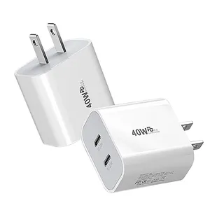 Chargeur à double Port USB-C 35W 40W pour iPhone 13 12 pro charge rapide prise EU US double chargeur mural USB-C