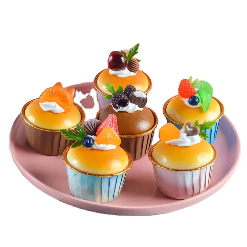Simulation fruits cupcake modèle nourriture jouer stéréo réfrigérateur autocollants gâteau boulangerie décoration photographie accessoires