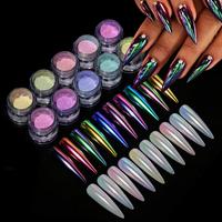 Poudre à ongles B1215 Premium Macaron Chameleon Aurora, poudre colorée néon duochrome féerique, vente en gros