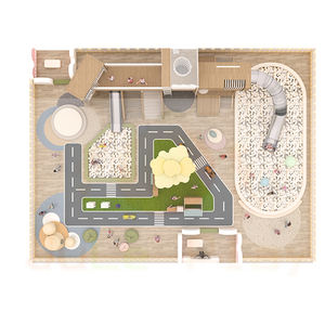 Parque de juegos de madera natural, juego de rol de piscina de bolas, juego suave, tienda de juegos para interiores, tobogán de acero inoxidable - Product Image 5