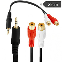 Kabel Audio Casing Adaptor Komputer Inti Tembaga Berlapis Emas 3.5Mm Kabel Stereo Tiga Tiang Pria Ke Wanita 2RCA