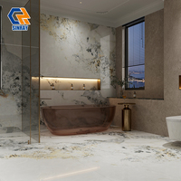 Carreaux de sol et de mur grand format en pierre frittée moderne, antibactériens, antidérapants, 900x2700mm, absorption d'eau nulle, pleine masse
