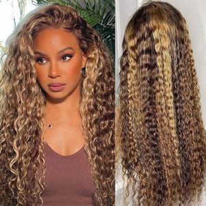 13x4 HD Transparent Lace Front <b>Wig</b> Burmese Curly Human Hair Remy 16-32 Inch Brown Blonde for Women - Product Image 3