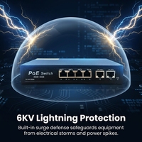Commutateur PoE Gigabit non géré 6 ports avec 4 ports Uplink et 2 ports SFP, vente en gros d'usine A30114MN