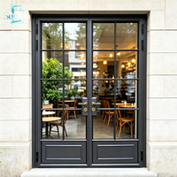 Porte française en aluminium avec double vitrage à économie d'énergie pour l'entrée des hôtels, les bureaux et les espaces commerciaux