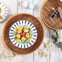 Panier en rotin PE en gros pour la maison, la cuisine, le stockage de fruits et légumes, le pain, avec poignées