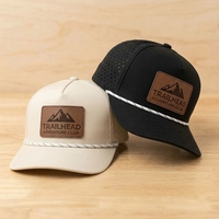 Casquette de baseball Oxford personnalisée à 5 panneaux, avec cordon, snapback, respirante, imperméable, patch en cuir, motif léopard, unisexe, pour le golf, style « Dad Hat », vente en gros