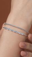 Bracelet Extravagant Texturé Double Couche Trapézoïdale en Zirconium Plaqué Or, Bijou de Création, Étanche et Personnalisable