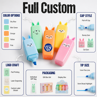 Ensemble de stylos surligneurs miniatures mignons en forme d'animaux, 5 couleurs macaron, logo personnalisé, OEM, papeterie pour étudiants, cadeau promotionnel, vente en gros