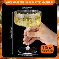 Verres à Martini Côtelés 10 oz – Gobelets Coupe Vintage en Plastique Jetables Incassables pour Desserts et Parfaits