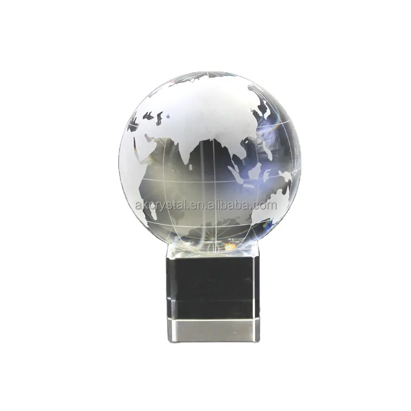 حار بيع عالية الجودة الكأس شفافة مجسم للكرة الأرضية على حامل معدني غلوب كرة زجاج كريستالية جائزة الكأس