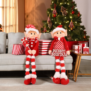 Zaves - Adorno Navideño de Poliéster con Forma de <span class=keywords><strong>Duende</strong></span> Sentado de 14 Pulgadas, Color Rojo, con Orejas Puntiagudas, para Niño y Niña, Decoración para el Hogar - Product Image 1