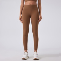 Pantalon de sport doux pour femmes de couleur unie, leggings de yoga taille haute