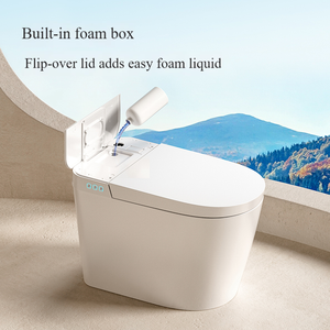 WC intelligent moderne avec chasse d'eau automatique à capteur, bidet intégré, chauffage, forme allongée, siphon en S, fonctionnement automatique, télécommande - Product Image 5
